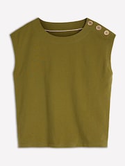 Boden Green Button Detail T-Shirt - Image 5 of 5