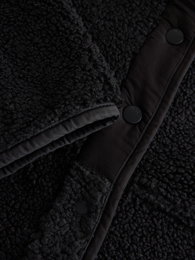 Black Button Through Borg Fleece - Image 3 of 3 Black Button Through Borg Fleece - Image 3 of 3