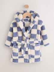 Blue/Ecru Checkerboard Fleece Robe (9mths-8yrs) - Image 1 of 5