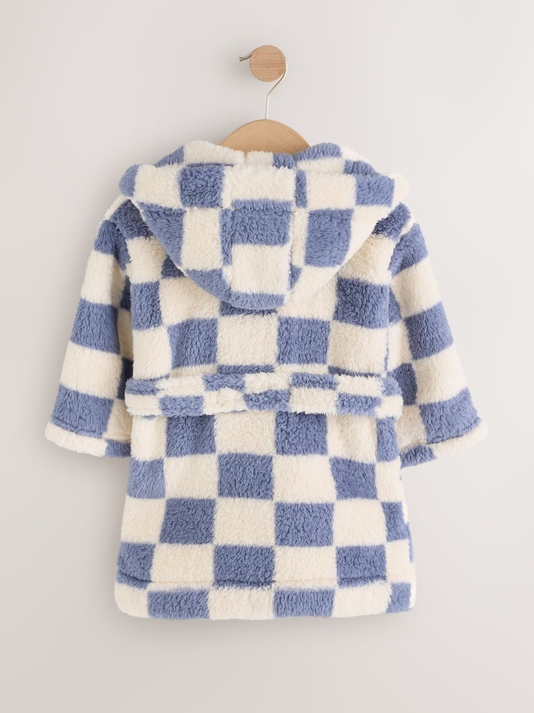 Blue/Ecru Checkerboard Fleece Robe (9mths-8yrs) - Image 2 of 5