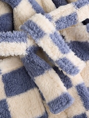 Blue/Ecru Checkerboard Fleece Robe (9mths-8yrs) - Image 4 of 5