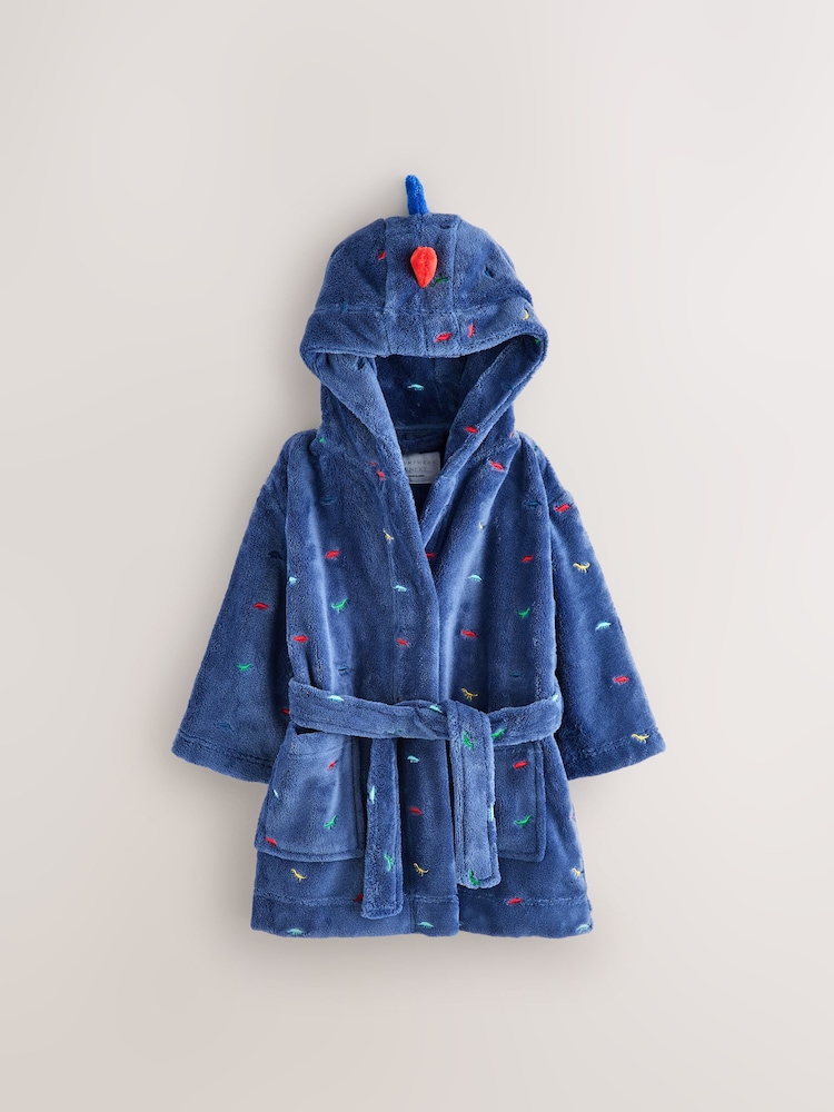Blue Dino Fleece Robe (9mths-8yrs) - Image 1 of 4 Blue Dino Fleece Robe (9mths-8yrs) - Image 1 of 4