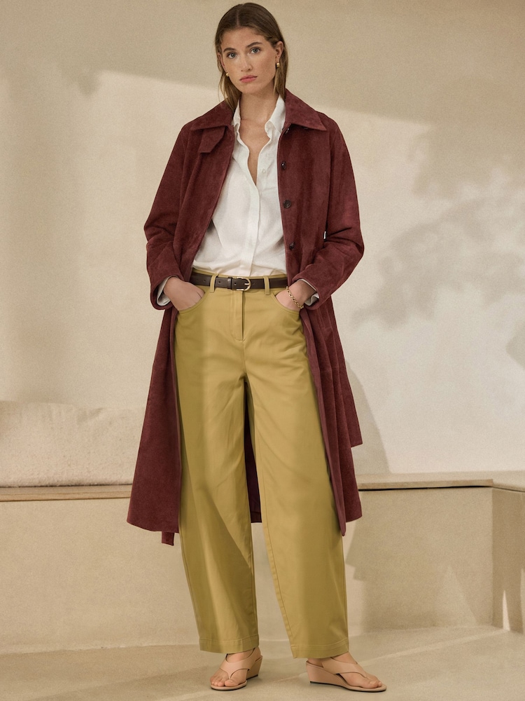 Tan Brown N. Premium Barrel Leg Chino Trousers - Image 1 of 7 Tan Brown N. Premium Barrel Leg Chino Trousers - Image 1 of 7