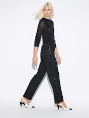 Black Sequin Side Stripe Slim Leg Trousers - Image 3 of 5