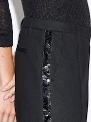 Black Sequin Side Stripe Slim Leg Trousers - Image 5 of 5