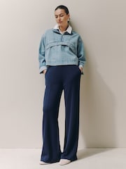 Navy Blue/Khaki Green Jersey Wide Leg Joggers 2 Pack - Image 1 of 9