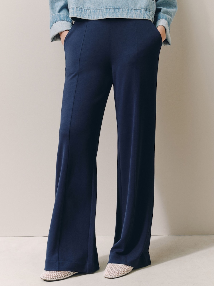 Navy Blue/Khaki Green Jersey Wide Leg Joggers 2 Pack - Image 2 of 9 Navy Blue/Khaki Green Jersey Wide Leg Joggers 2 Pack - Image 2 of 9