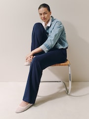 Navy Blue/Khaki Green Jersey Wide Leg Joggers 2 Pack - Image 3 of 9
