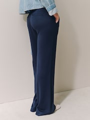 Navy Blue/Khaki Green Jersey Wide Leg Joggers 2 Pack - Image 4 of 9