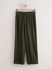 Navy Blue/Khaki Green Jersey Wide Leg Joggers 2 Pack - Image 6 of 9