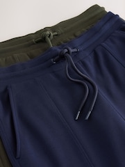 Navy Blue/Khaki Green Jersey Wide Leg Joggers 2 Pack - Image 9 of 9