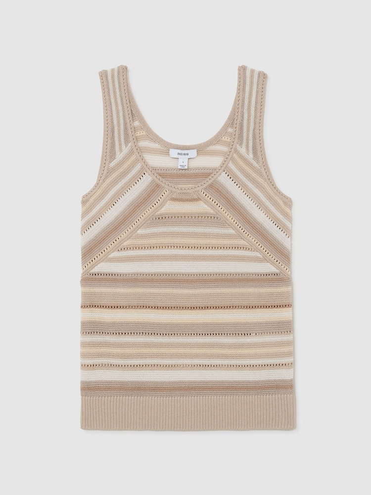 Reiss Dark Neutral Miriam Striped Knit Scoop-Neck Vest - Image 2 of 7