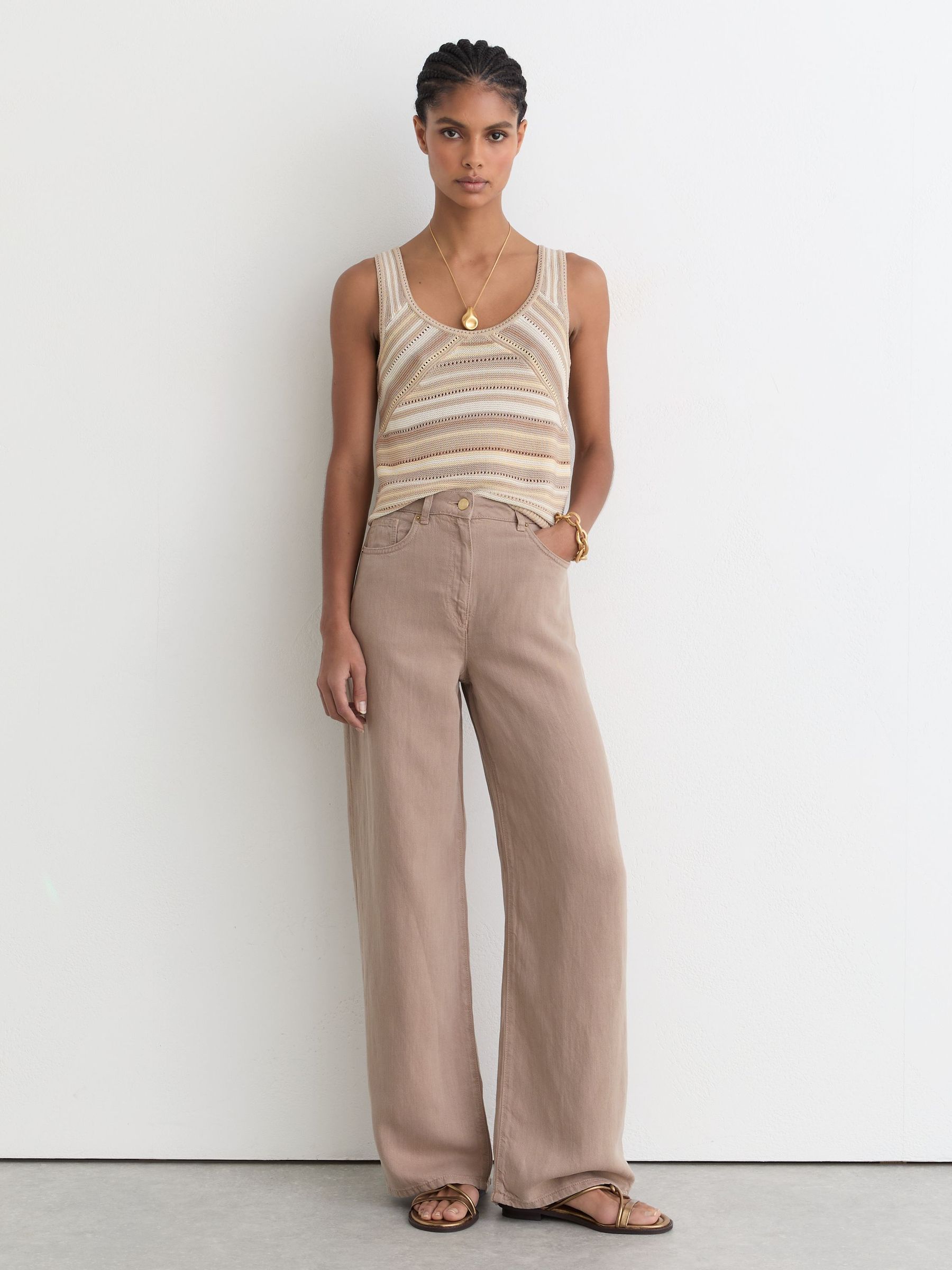 Buy Reiss Dark Neutral Miriam Striped Knit Scoop-Neck Vest from