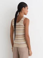 Reiss Dark Neutral Miriam Striped Knit Scoop-Neck Vest - Image 5 of 7