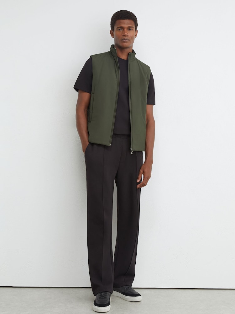 Reiss Olive Green Axel Technical Padded Zip-Through Gilet - Image 1 of 6 Reiss Olive Green Axel Technical Padded Zip-Through Gilet - Image 1 of 6