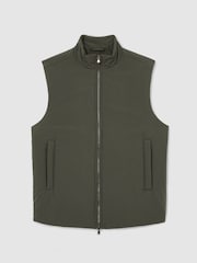 Reiss Olive Green Axel Technical Padded Zip-Through Gilet - Image 2 of 6