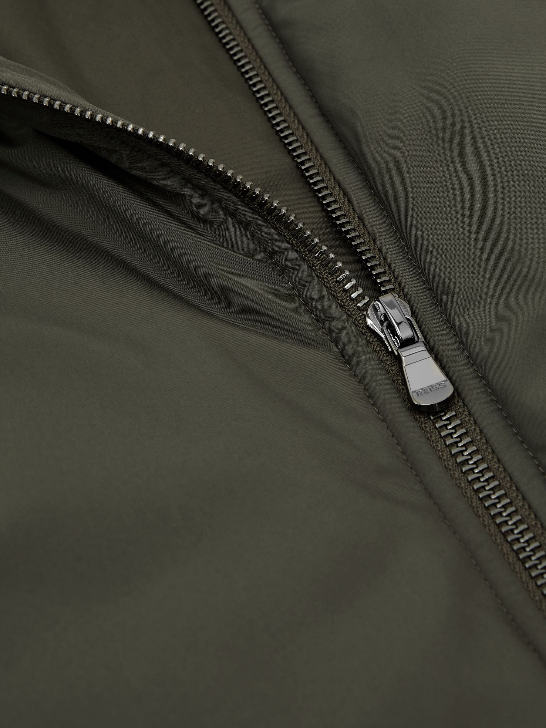 Buy Reiss Olive Green Axel Technical Padded Zip-Through Gilet from