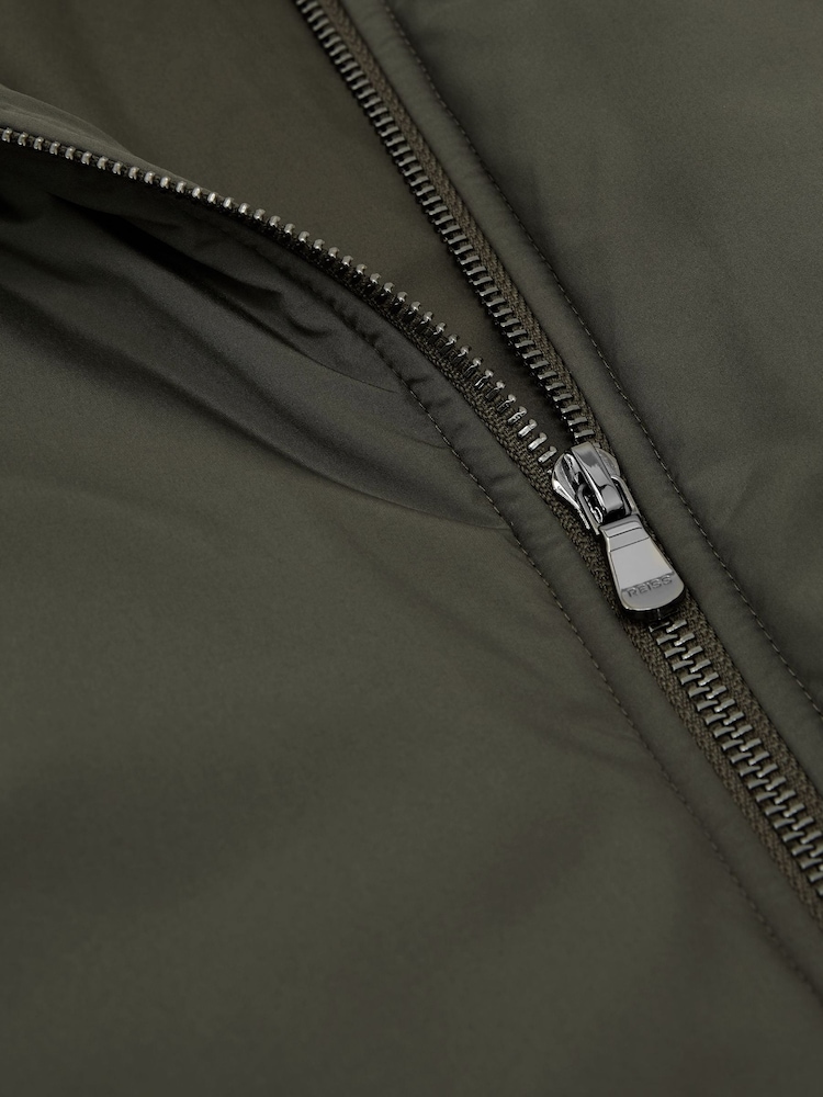 Reiss Olive Green Axel Technical Padded Zip-Through Gilet - Image 6 of 6 Reiss Olive Green Axel Technical Padded Zip-Through Gilet - Image 6 of 6