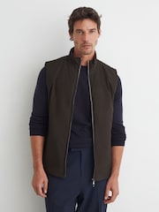 Dunkelbraun - Reiss Axel Technical Padded Zip-Through Gilet - Bild 1 von 6
