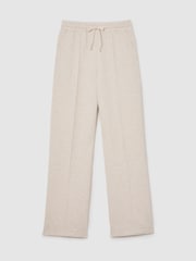 Reiss Neutral Marl Jemma Petite Premium Interlock Wide-Leg Joggers - Image 2 of 9