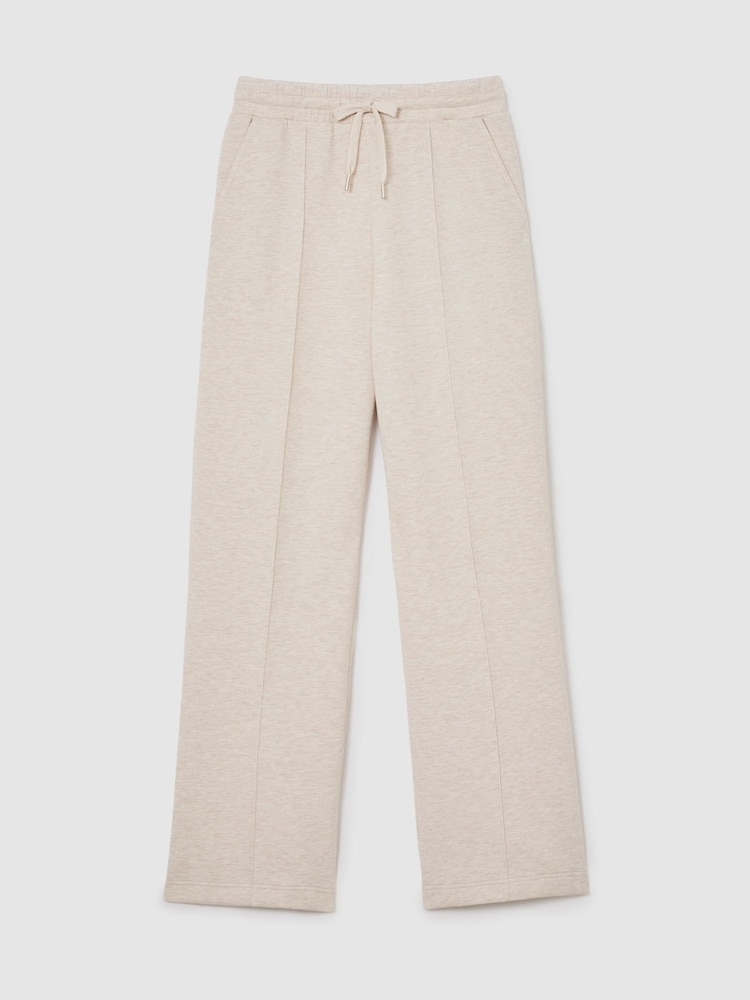 Reiss Neutral Marl Jemma Petite Premium Interlock Wide-Leg Joggers - Image 2 of 9