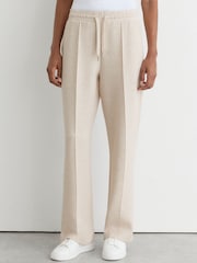 Reiss Neutral Marl Jemma Petite Premium Interlock Wide-Leg Joggers - Image 3 of 9
