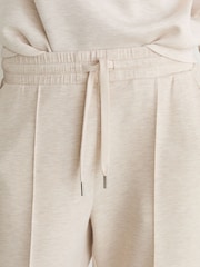 Reiss Neutral Marl Jemma Petite Premium Interlock Wide-Leg Joggers - Image 5 of 9