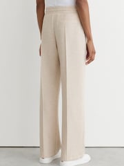 Reiss Neutral Marl Jemma Petite Premium Interlock Wide-Leg Joggers - Image 6 of 9