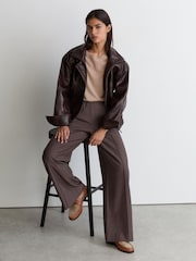 Reiss Tan Kallie Leather and Suede Penny Loafers - Image 2 of 5