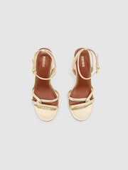 Gold - Reiss Annabelle Leather Link-Strap Stiletto Sandals - Bild 3 von 6