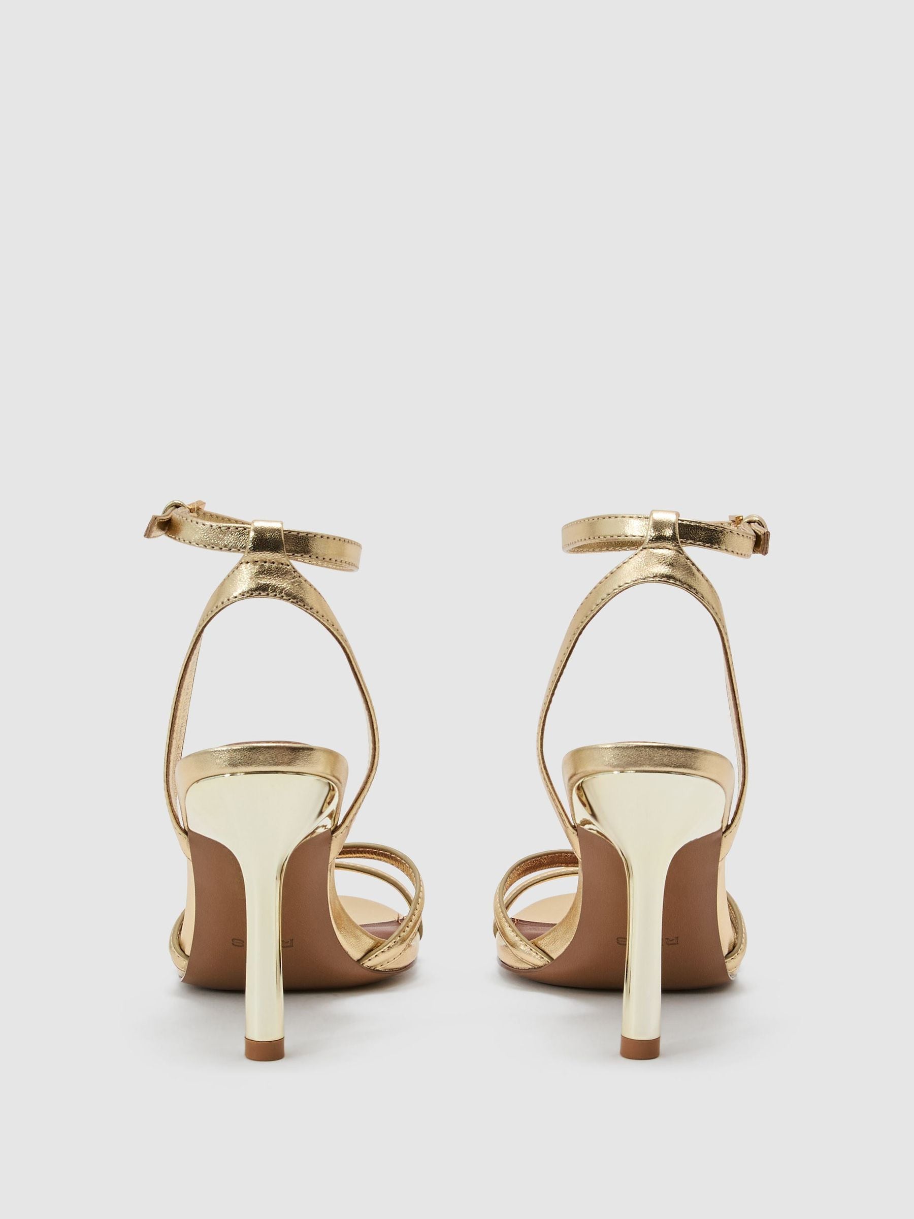 Buy Reiss Gold Annabelle Leather Link-Strap Stiletto Sandals from