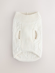 Ecru Cable Knit Dog Jumper With Wool - Image 3 of 5