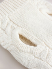 Ecru Cable Knit Dog Jumper With Wool - Image 4 of 5