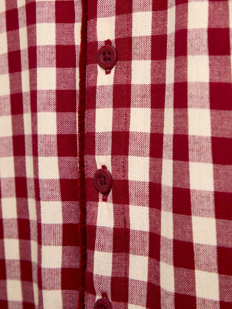 JoJo Maman Bébé Burgundy Gingham Woven All-In-One Pyjamas - Image 6 of 6