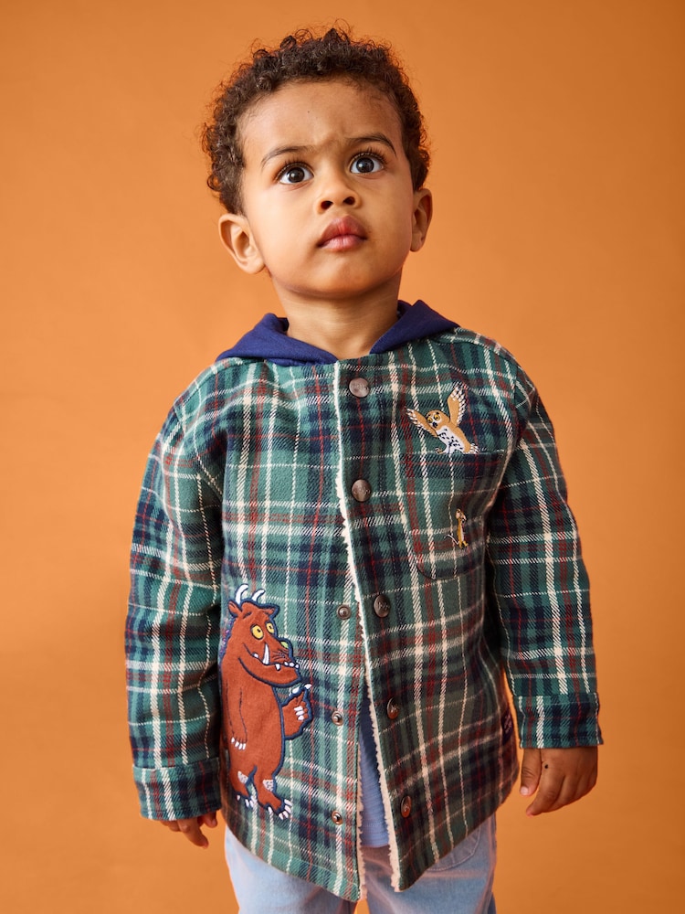 JoJo Maman Bébé Check Borg Hooded Shacket - Larawan 1 ng 9
