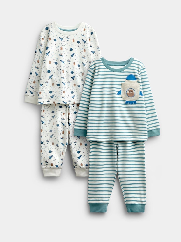 JoJo Maman Bébé Blue Bear 2-Pack Jersey Pyjamas - Image 1 of 13 JoJo Maman Bébé Blue Bear 2-Pack Jersey Pyjamas - Image 1 of 13