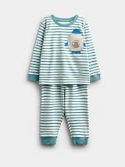 JoJo Maman Bébé Blue Bear 2-Pack Jersey Pyjamas - Image 3 of 13