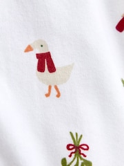 JoJo Maman Bébé White Christmas Print Jersey All-In-One Pyjamas - Image 4 of 4
