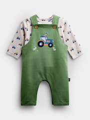 JoJo Maman Bébé Jersey Dungaree & Bodysuit Set - Slika 1 iz 8