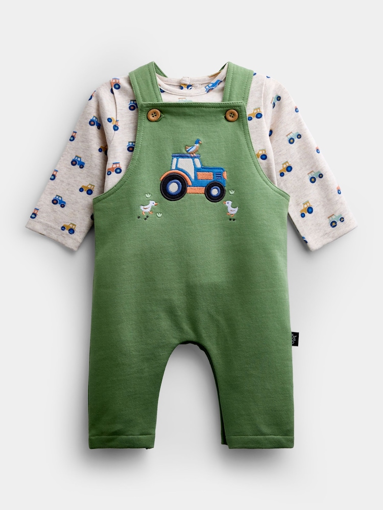 JoJo Maman Bébé Jersey Dungaree & Bodysuit Set - Slika 1 iz 8