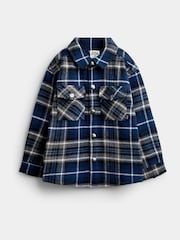 JoJo Maman Bébé Dark Blue Check 2-Piece Brushed Check Shirt & Top Set - Image 5 of 8