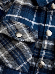 JoJo Maman Bébé Dark Blue Check 2-Piece Brushed Check Shirt & Top Set - Image 8 of 8