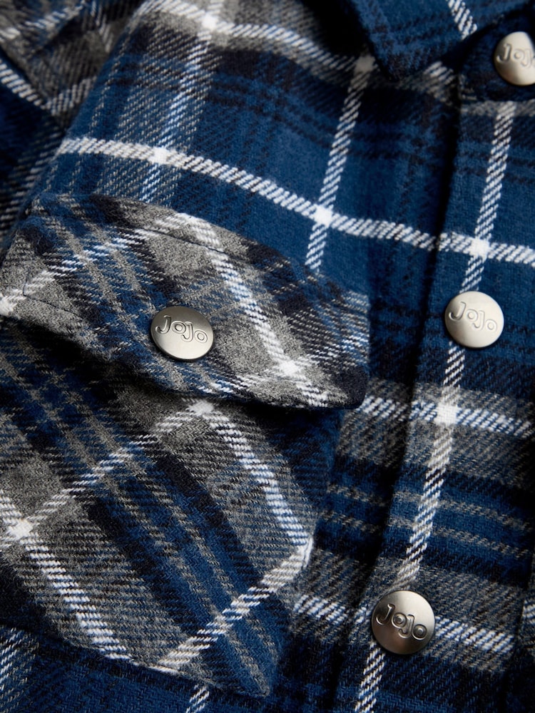 JoJo Maman Bébé Dark Blue Check 2-Piece Brushed Check Shirt & Top Set - Image 8 of 8 JoJo Maman Bébé Dark Blue Check 2-Piece Brushed Check Shirt & Top Set - Image 8 of 8