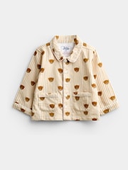 JoJo Maman Bébé Stone Highland Cow Stripe Woven Pyjamas - Image 2 of 6