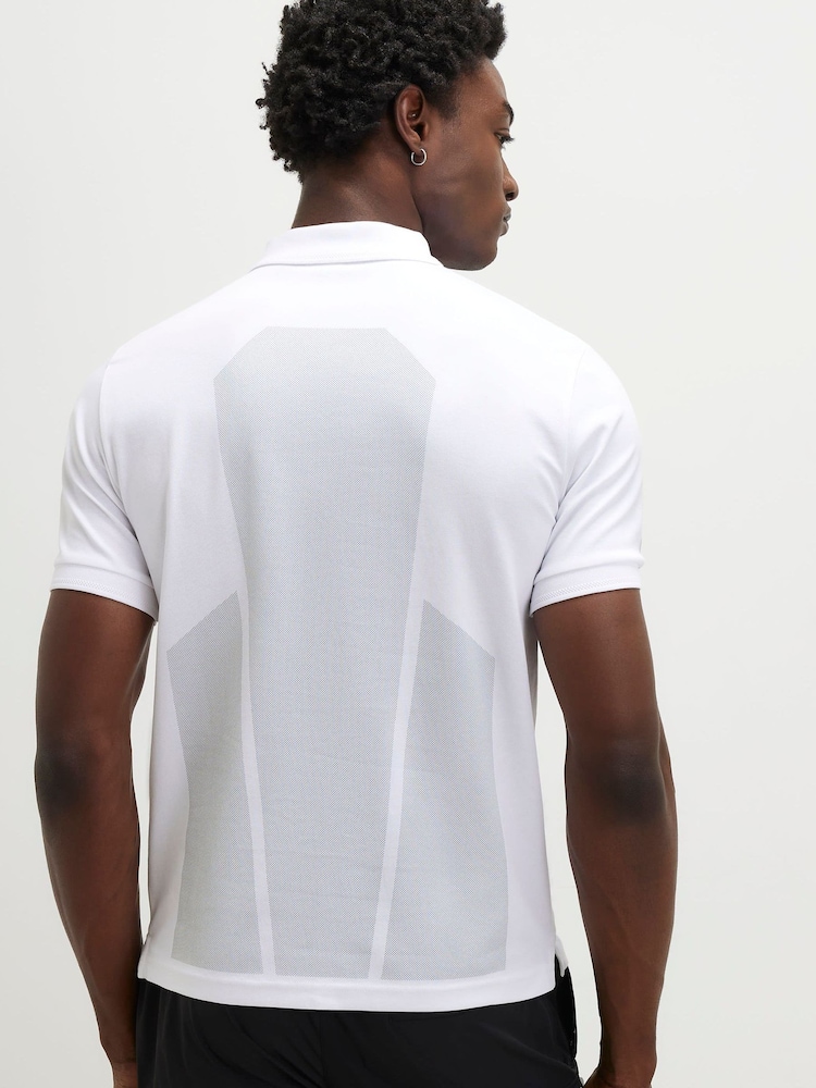 River Island White Slim Fit Reflective Polo Shirt - Image 2 of 4 River Island White Slim Fit Reflective Polo Shirt - Image 2 of 4