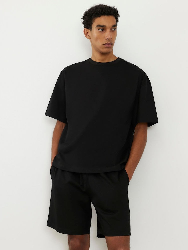 River Island Black Boxy Fit T-Shirt & Shorts Set - Image 1 of 4