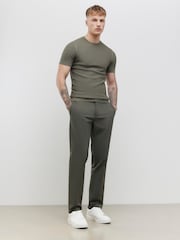 River Island Green Muscle Fit Texture Muscle T-Shirt - Image 2 of 4