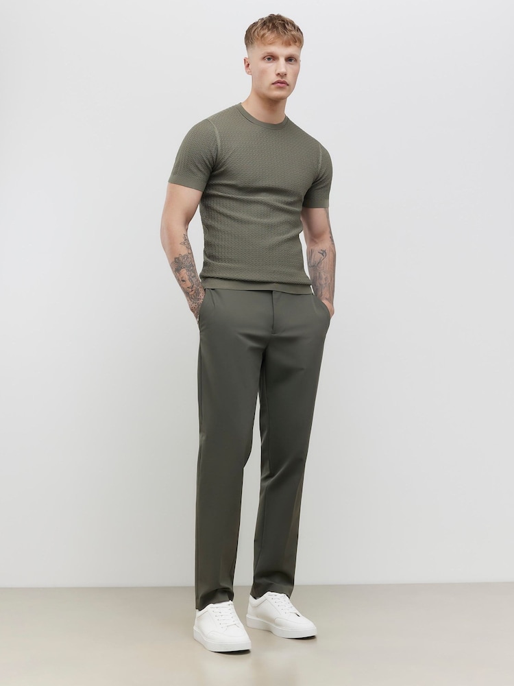 River Island Green Muscle Fit Texture Muscle T-Shirt - Image 2 of 4