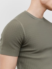 River Island Green Muscle Fit Texture Muscle T-Shirt - Image 3 of 4