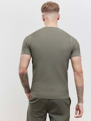 River Island Green Muscle Fit Texture Muscle T-Shirt - Image 4 of 4